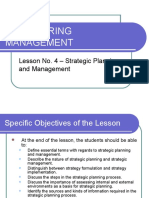 Lesson No. 4 - Strategic Planning and Management