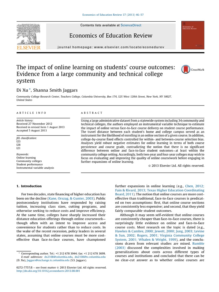 Online Learning Impact on Community College Outcomes | PDF ...