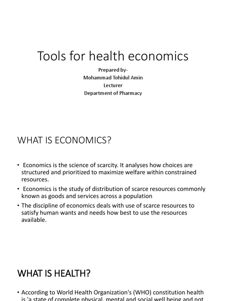 Overview of Health Economics Tools | PDF | Cost–Benefit Analysis | Cost ...