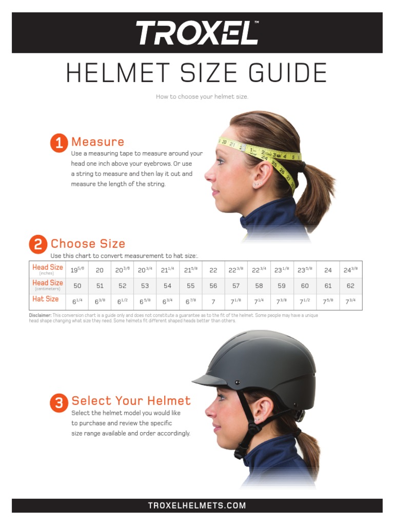 2019 Troxel Helmet Size Guide PDF
