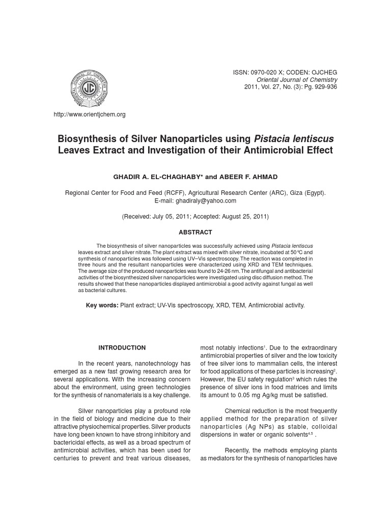 Biosynthesis of Silver Nanoparticles Usi PDF | PDF | X Ray ...