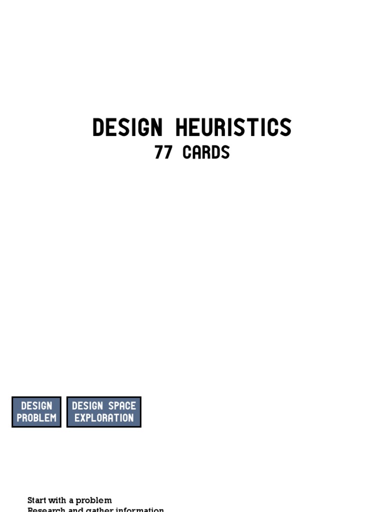 Design Heuristics: 77 Idea Cards | PDF | Heuristic | Design