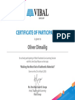 Certificate of Participation: Oliver Dimailig