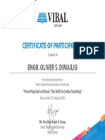 Certificate of Participation: Engr. Oliver S. Dimailig