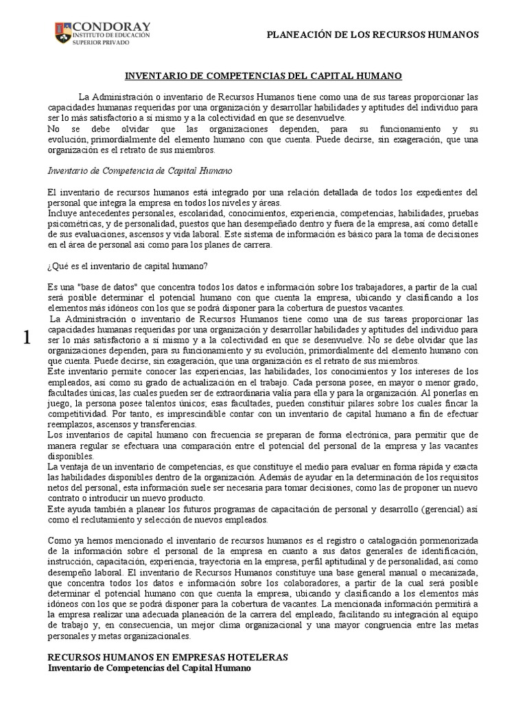 Inventario de Competencias Del Capital Humano | PDF | Gestión de