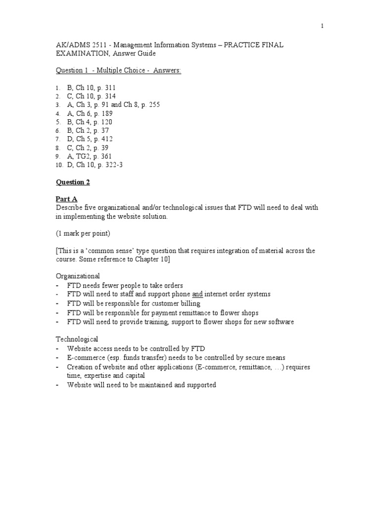 ADMS 2511 Practice Final Exam Guide | PDF | Computer Programming ...