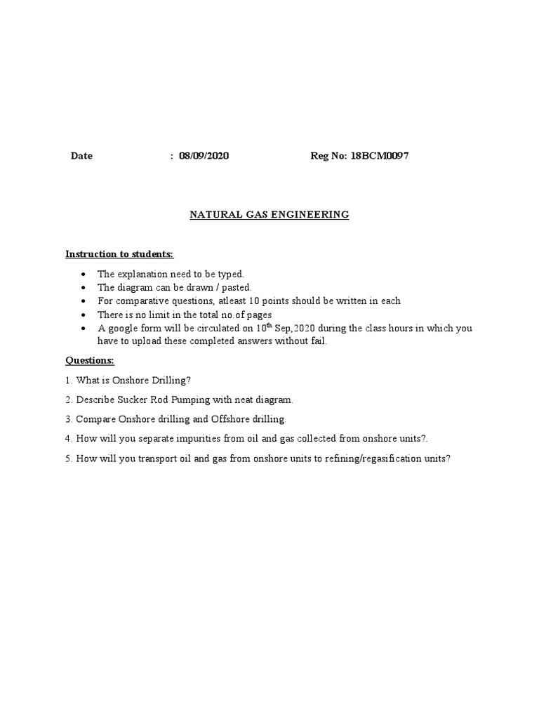 Natural Gas Engineering Assignment Guide | PDF
