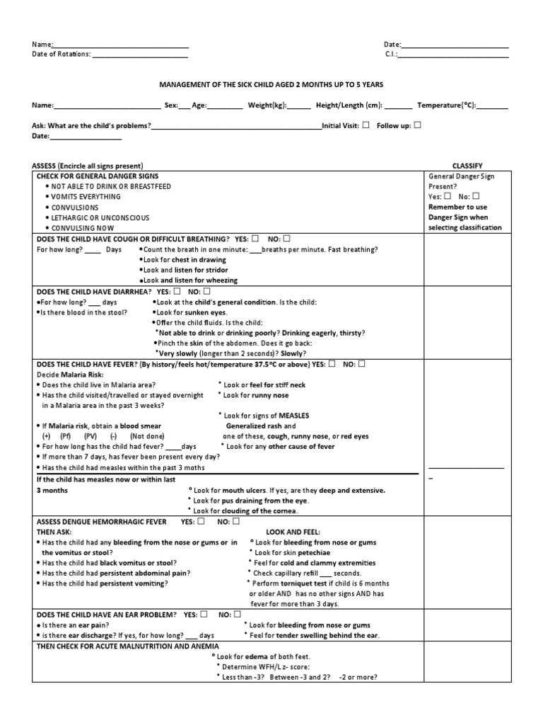 IMCI Assessment for Sick Children | PDF | Malnutrition | Breastfeeding