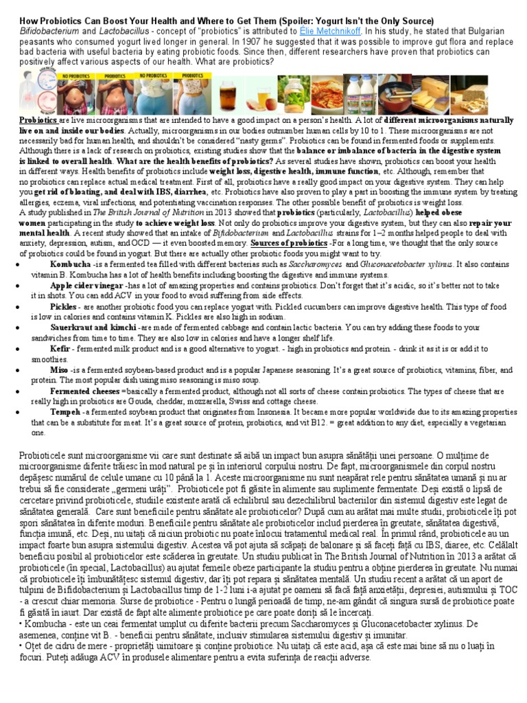 How Probiotics Can Boost | PDF | Probiotic | Nutrition