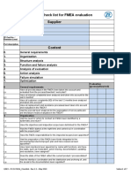 Check List For FMEA Evaluation Supplier