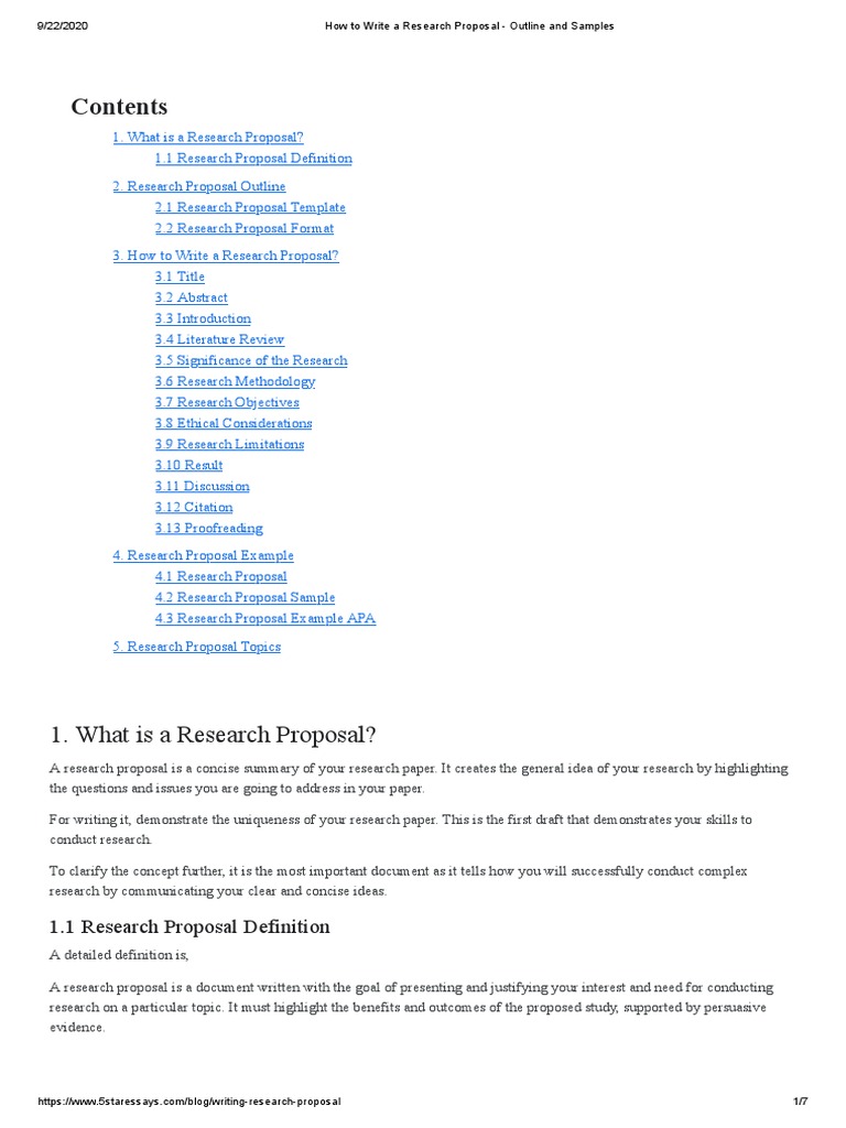 Research Proposal Outline Example