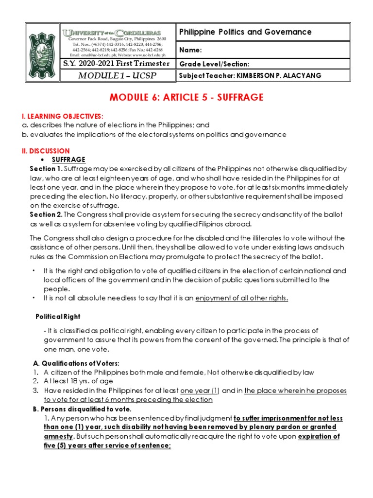 Module 6 Suffrage Ppg Pdf Download Free Pdf Suffrage Forms Of
