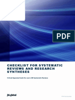 Checklist For Systematic Reviews and Research Syntheses