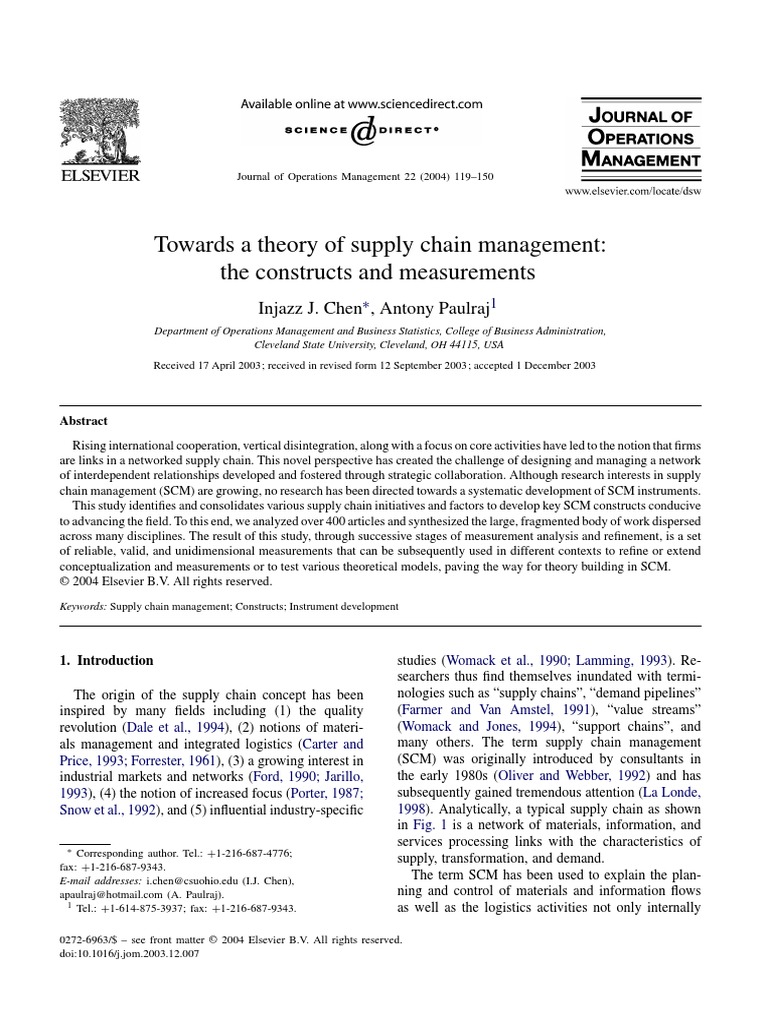 Towards A Theory of Supply Chain Management: The Constructs and ...