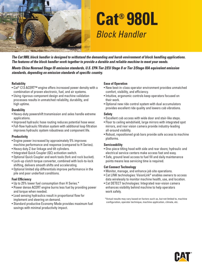 980L Block Handler | PDF | Horsepower | Engines