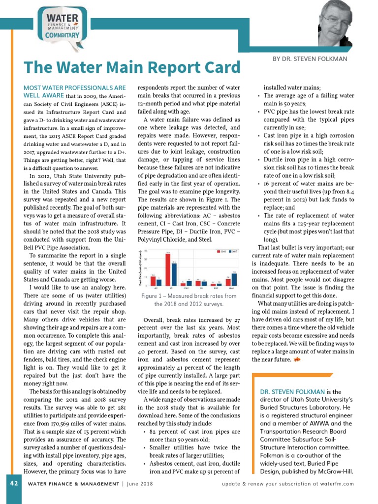 The Water Main Report Card | PDF | Pipe (Fluid Conveyance) | Polyvinyl ...