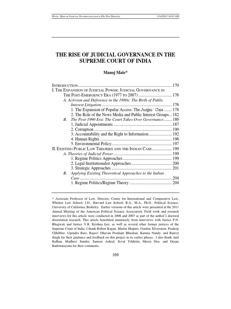 Judicial Power in India's Supreme Court | PDF | Standing (Law ...