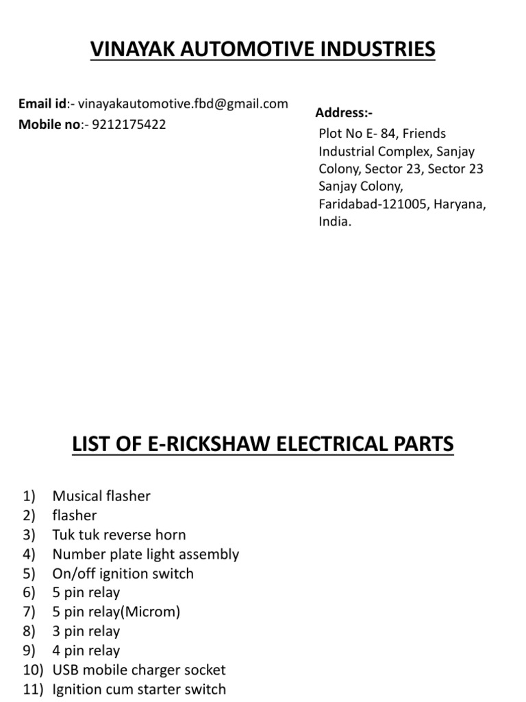 UK Flashers and E-Rickshaw Parts | PDF | Roof | Car