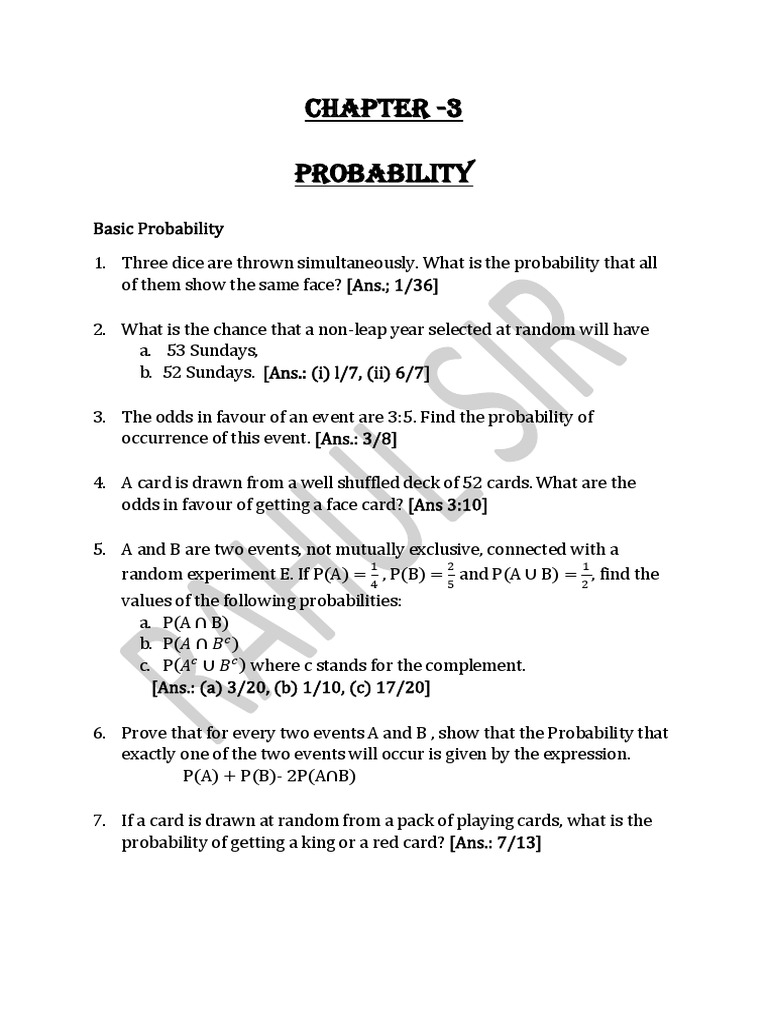 Probability Probability Odds