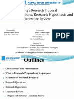 Research Questions, Research Hypothesis and Literature Review