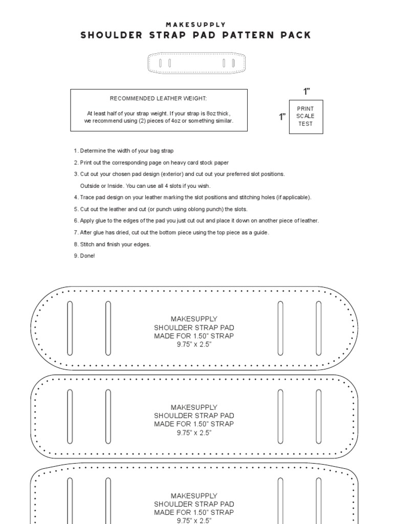 Shoulder Strap Pad Pattern Pack Makesupply PDF