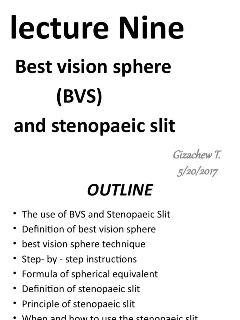 Best Vision Sphere and Stenopaeic Slit Guide | PDF | Human Eye ...