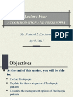 Lecture Four: Accommodation and Presbyopia