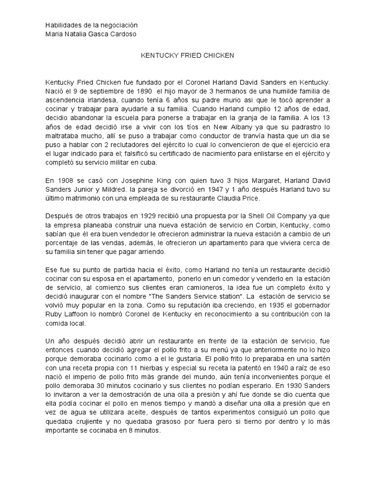 Kentucky Fried Chicken | PDF | Comida y bebida | Restaurante y Catering