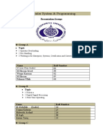 Computer System & Programming: Presentation Groups