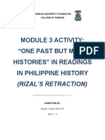 "ONE PAST BUT MANY HISTORIES" IN READINGS IN PHILIPPINE HISTORY (RIZAL'S RETRACTION)