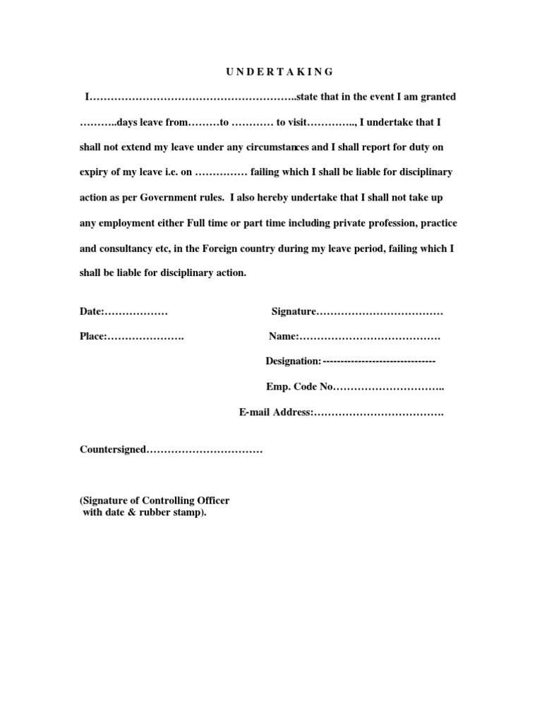 Foreign Leave Undertaking Form | PDF