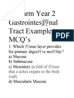Mpharm Year 2 Gastrointes Nal Tract Example MCQ'S