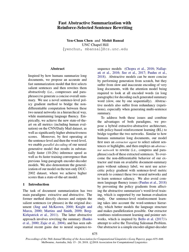 Fast Abstractive Summarization Model | PDF | Theoretical Computer ...