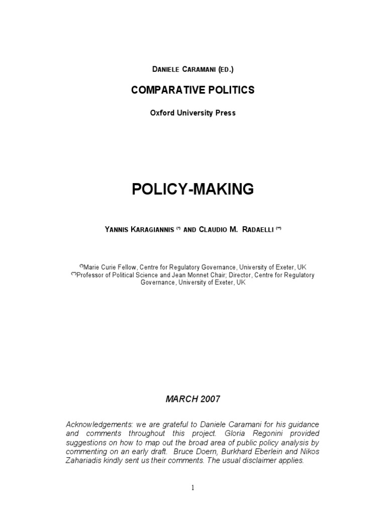 Comparative Analysis of Policy-Making | PDF | Policy Analysis | Science