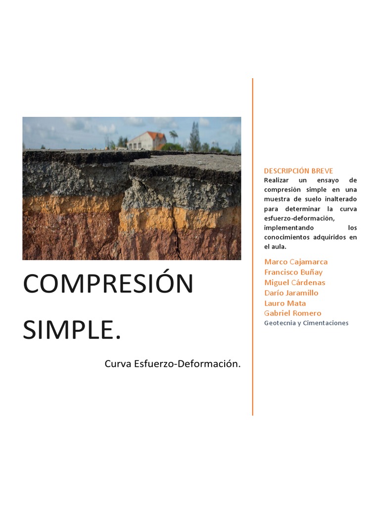 Ensayo de Compresión Simple en Suelos | PDF | Ingeniería mecánica ...