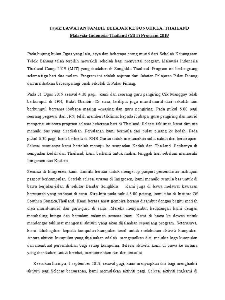 Laporan Lawatan Ke Hatnyai Pdf