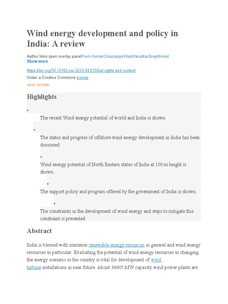 Wind Energy Development in India | PDF | Wind Power | Renewable Energy