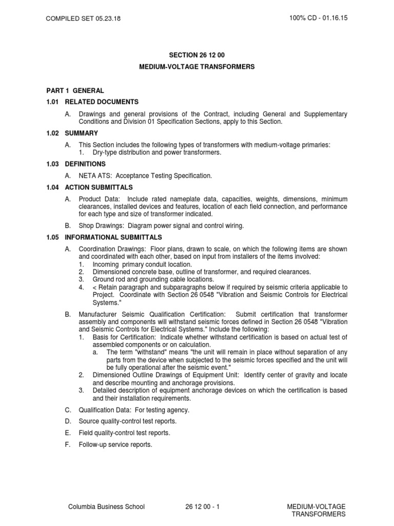 Medium Voltage Transformers Rev 1 PDF Transformer Electrical Wiring