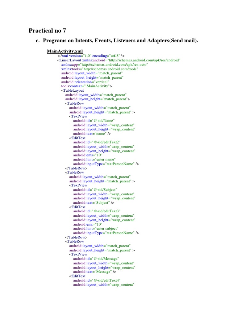 Practical No 7c-1 | Download Free PDF | Android (Operating System ...