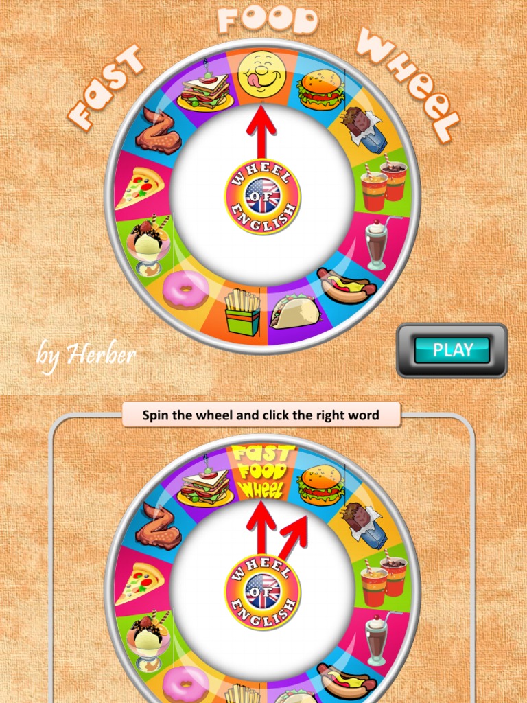 Fast Food Wheel Fun Activities Games Games 63297 PDF Food