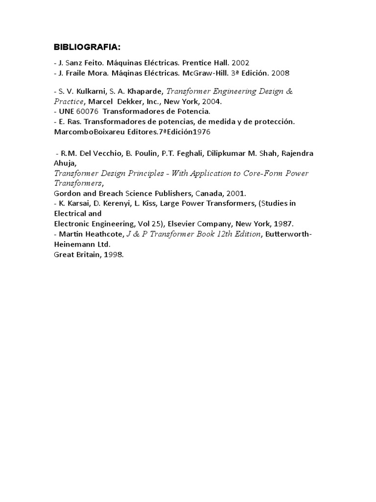 Transformer Design & Engineering Bibliography | PDF | Technology ...