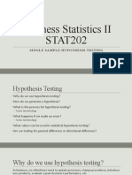 Business Statistics II STAT202: Single Sample Hypothesis Testing
