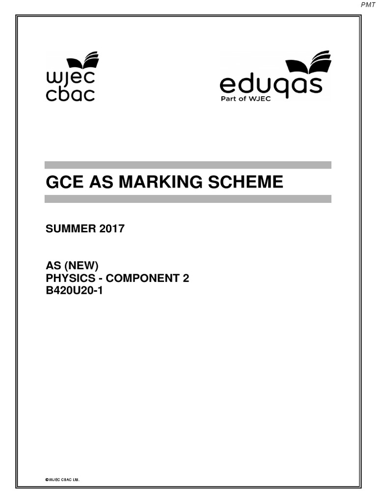June 2017 MS - Component 2 WJEC Physics AS-level | PDF | Diffraction ...