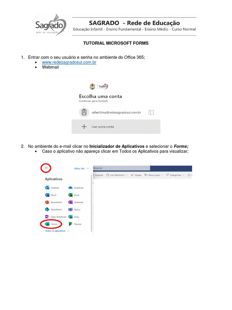 Tutorial Prático Microsoft Forms | PDF | Aprendizado | Informática