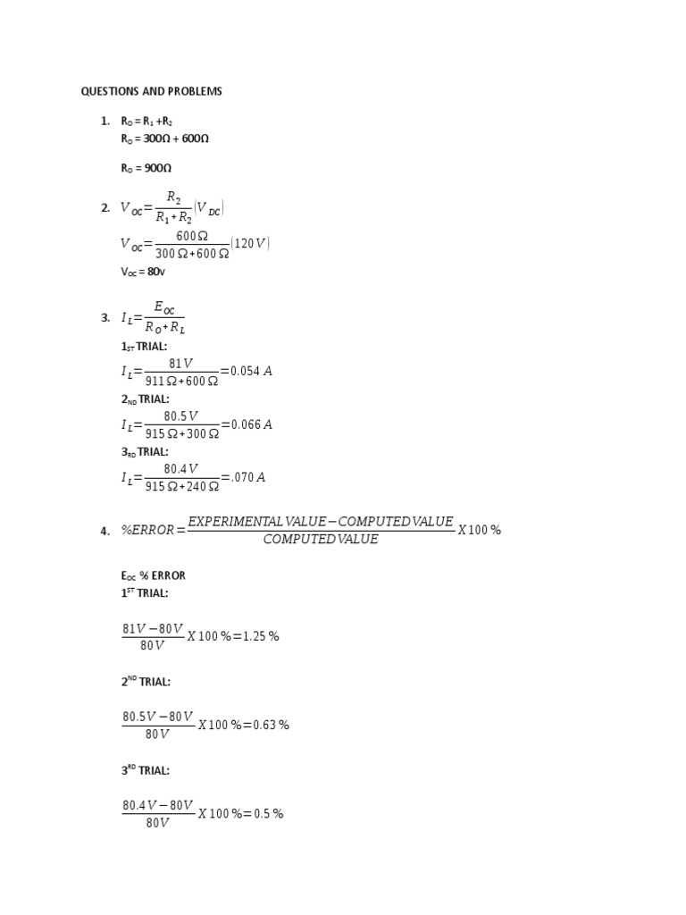 Electrical Experiment Error Analysis | PDF | Technology & Engineering