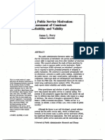 Articles: Measuring Public Service Motivation: An Assessment of Construct Reliability and Validity