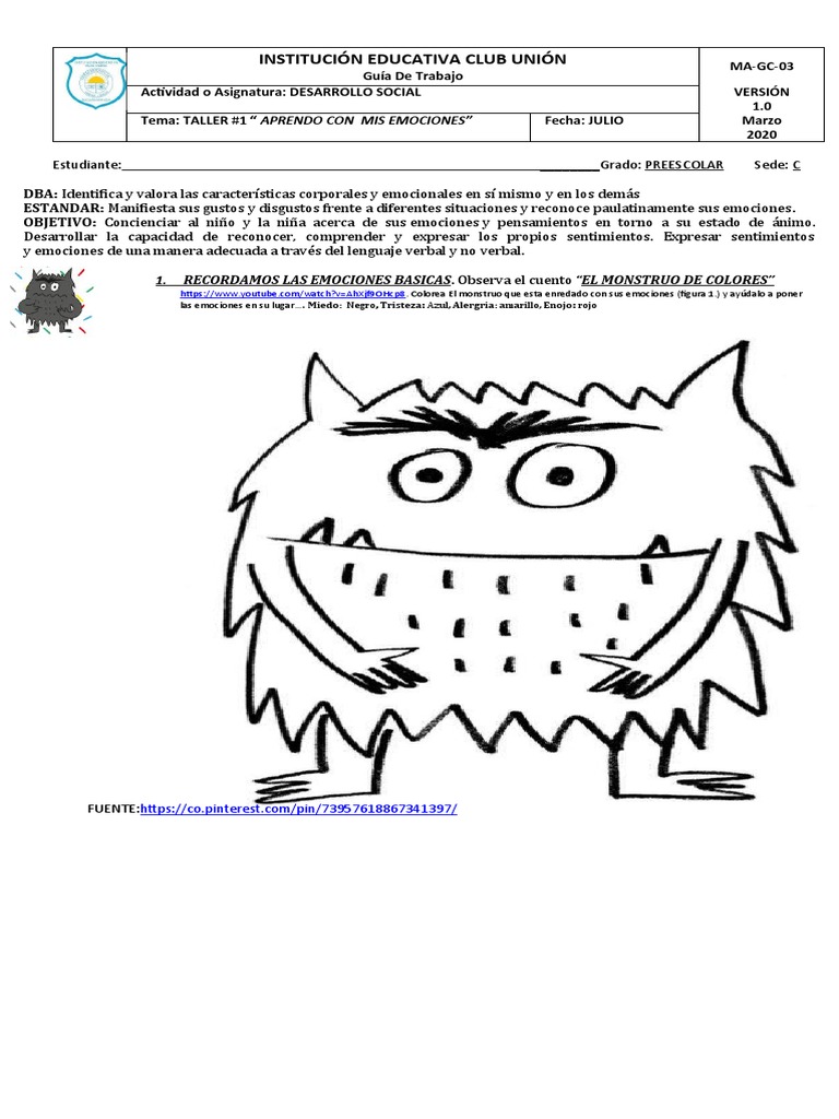 Taller de emociones para preescolares | PDF | Las emociones | Temor