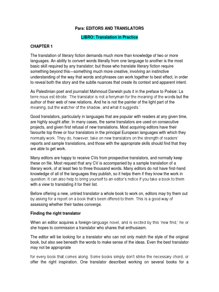 Essential Guide to Literary Translation | PDF | Copy Editing | Translations