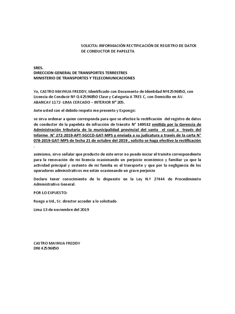 Solicitud MTC | PDF