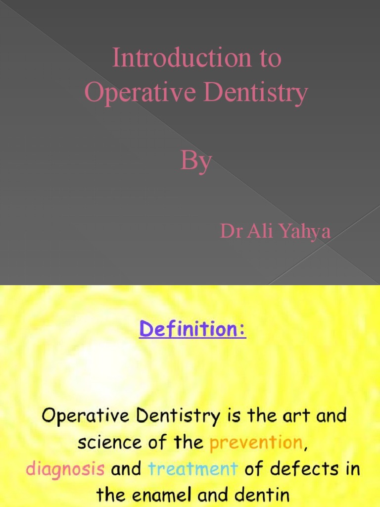 Introduction To Operative Dentistry PDF